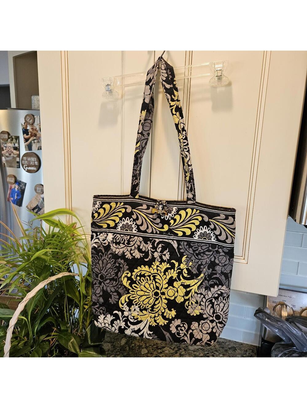 Vera Bradley 14.5"X13.5" Tote Bag Retired Baroque Pattern Black, White, Gray...